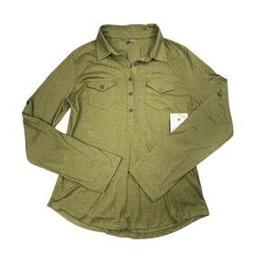 Marmot Allie Long Sleeve Shirt Roll Tab Sleeve Green NEW